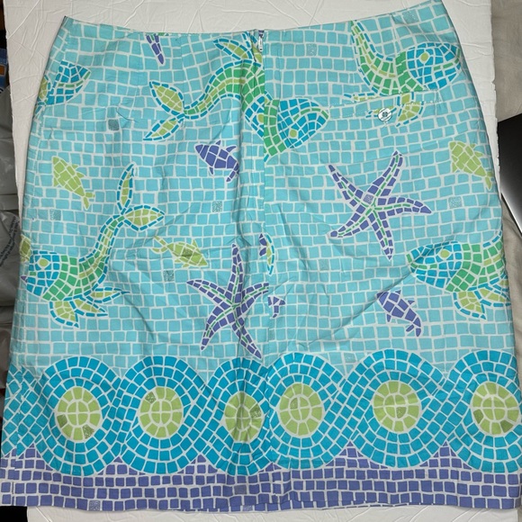LILLY PULITZER Starfish Mosaic Skirt Size 12 Summer Vacation Cruise Under Sea - Picture 3 of 4